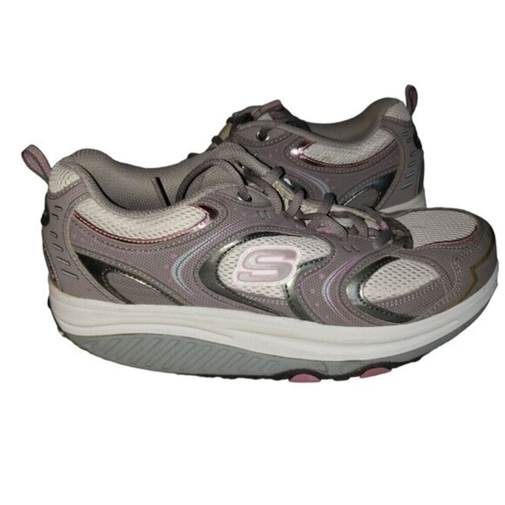 Skechers Shape-Ups Sneakers Gray Pink Womens Shoes Size‎ 9.5 Pre-Owned